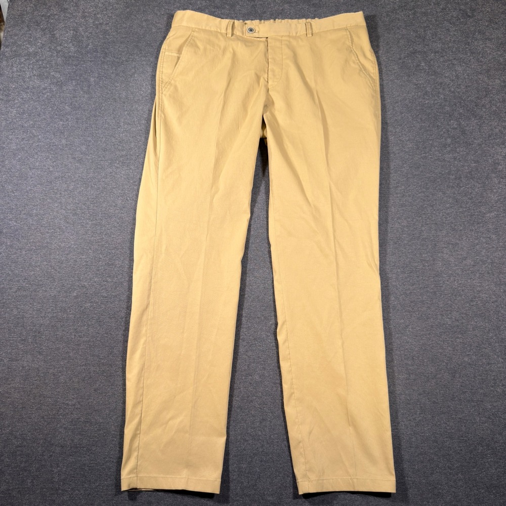 Hiltl Performance Pants Mens 36x32 Tan Traveler Smart Dry Stretch Trento Chino